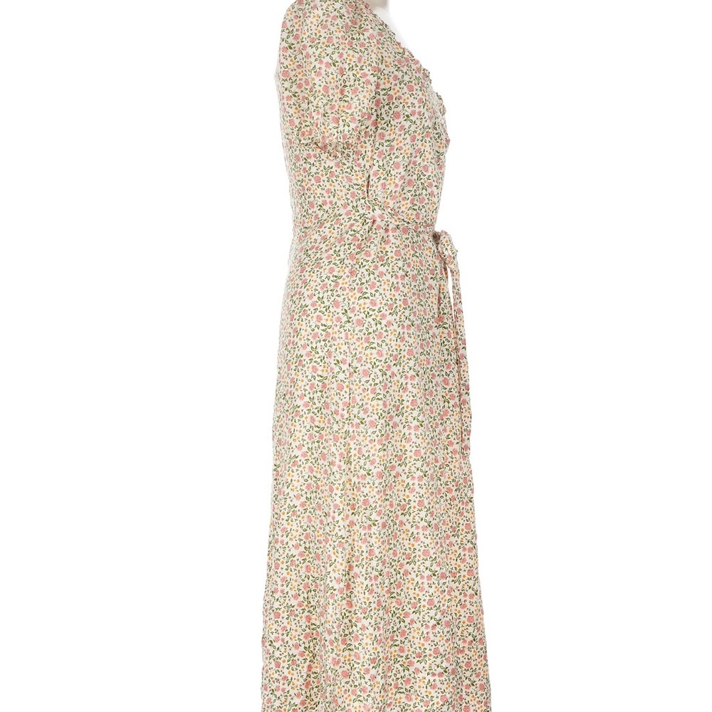 Reformation Cream Maxi Dress with Pink Floral Print